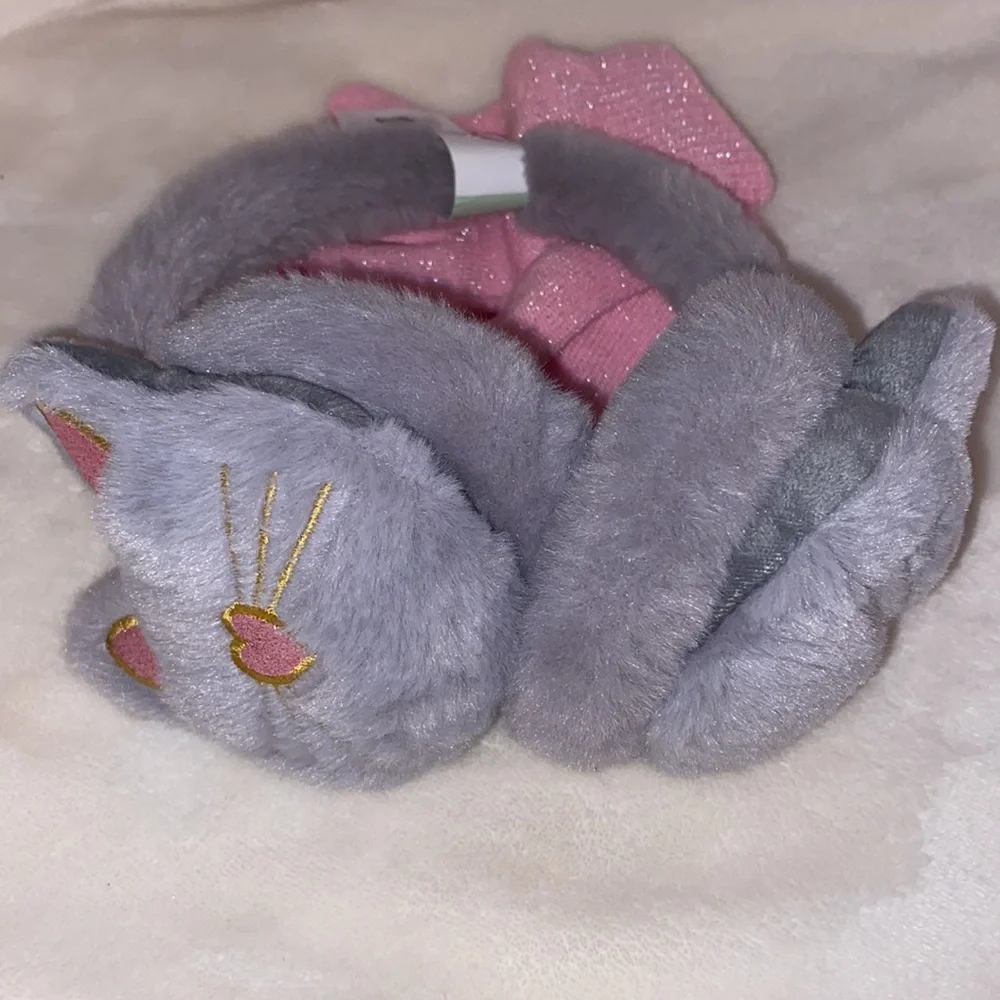 Kitty cat ear muffs & sparkle gloves set NEW!